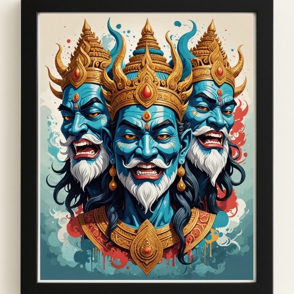Hindu God Virabhadra Art Print In A Frame 8x10